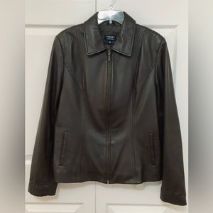 Sonoma women’s lamb skin leather jacket brown large buttery soft